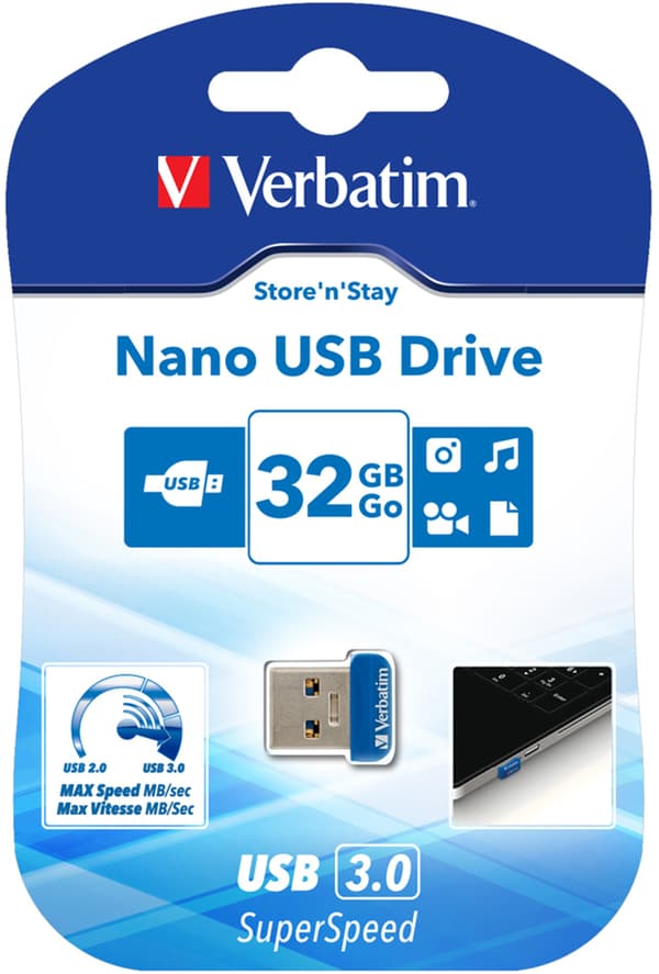 StoreNStay Nano U3, USB3.0 memory, 32GB, blue