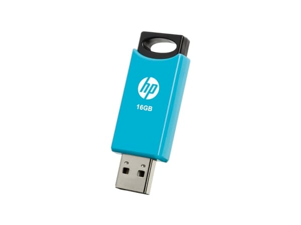 HP v212w, 16 GB, USB Type-A, 2.0, 14 MB/s, Friktionslager, Svart, Blå