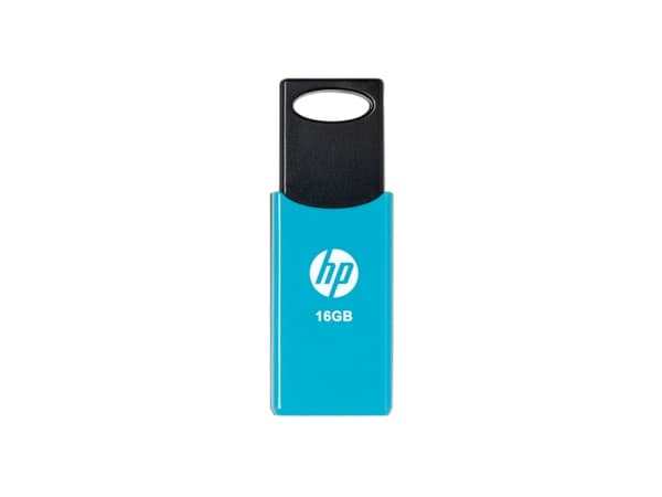 HP v212w, 16 GB, USB Type-A, 2.0, 14 MB/s, Friktionslager, Svart, Blå