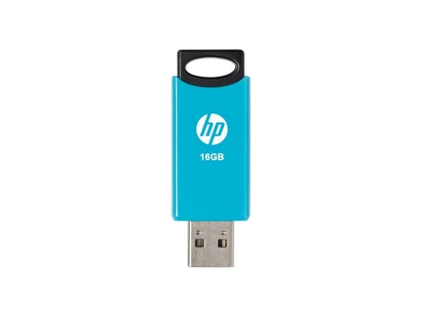 HP v212w, 16 GB, USB Type-A, 2.0, 14 MB/s, Friktionslager, Svart, Blå