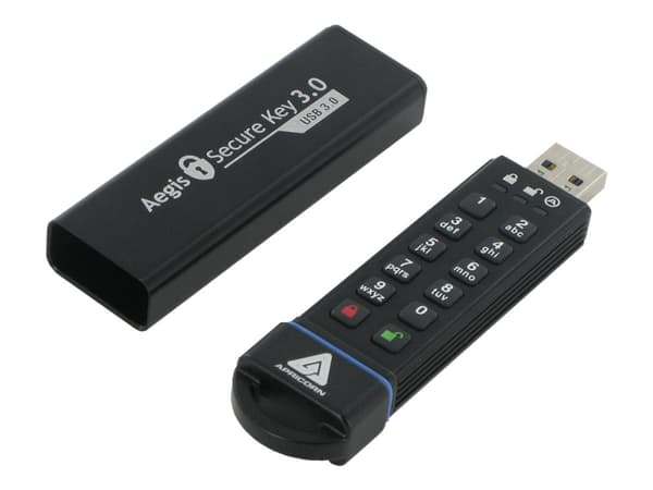 Apricorn Aegis Secure Key 3.0 - USB-flashstasjon - kryptert - 480 GB - USB 3.0 - FIPS 140-2 Level 3 Sort