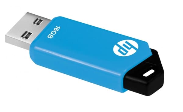 HP v150w, 16 GB, USB Type-A, 2.0, Friktionslager, Svart, Blå