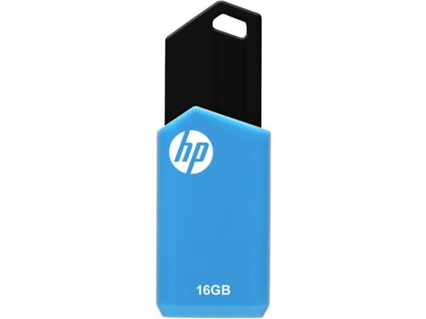 HP v150w, 16 GB, USB Type-A, 2.0, Friktionslager, Svart, Blå