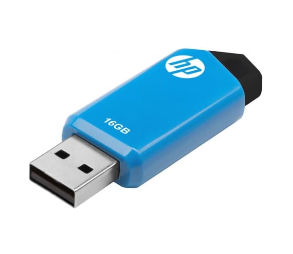 HP v150w, 16 GB, USB Type-A, 2.0, Friktionslager, Svart, Blå