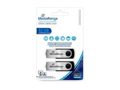 MediaRange MR911-2 - USB-flashstasjon - 32 GB - USB 2.0 - svart, sølv