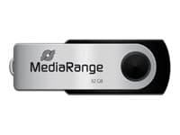 MediaRange MR911-2 - USB-flashstasjon - 32 GB - USB 2.0 - svart, sølv Sort, Sølv