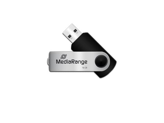 MediaRange - USB flash-enhet - 16 GB - USB 2.0 - grå, svart (paket om 3)
