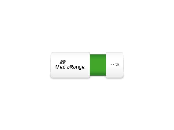 MediaRange MR973, 32 GB, USB A-tyyppi, 2.0, 15 MB/s, Liuku, Vihreä, Valkoinen