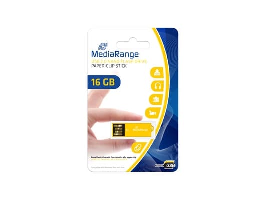 MediaRange Nano - USB flash-enhet - 16 GB - USB 2.0 - gul