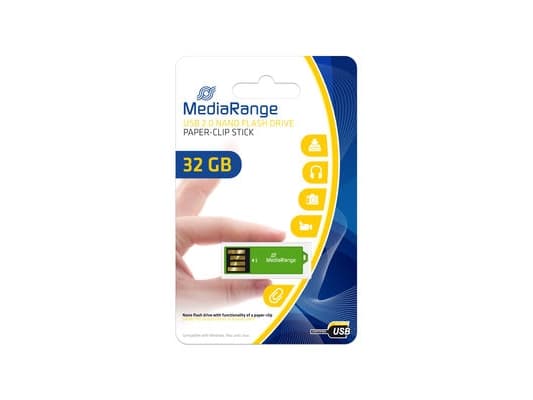 MediaRange MR977, 32 GB, USB A-tyyppi, 2.0, 14 MB/s, Ilman suojusta, Vihreä