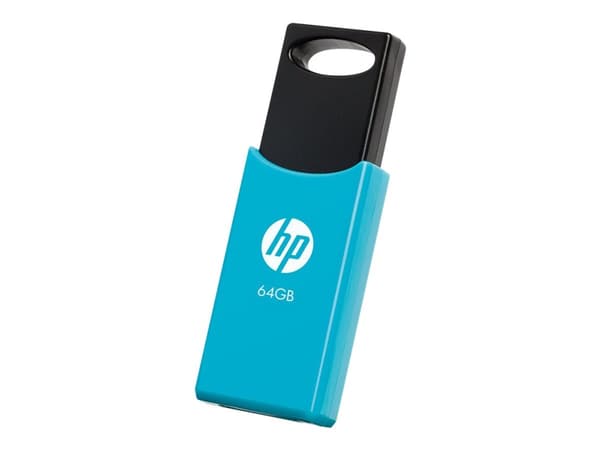 HP v212w, 64 GB, USB A-tyyppi, 2.0, 14 MB/s, Liuku, Musta, Sininen musta, Sininen