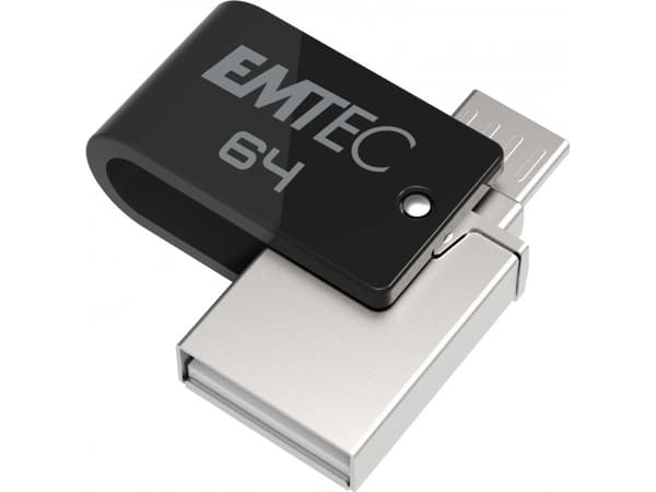 EMTEC Mobile & Go T260B - Dual USB flash-enhet - 64 GB - USB 2.0 / micro USB