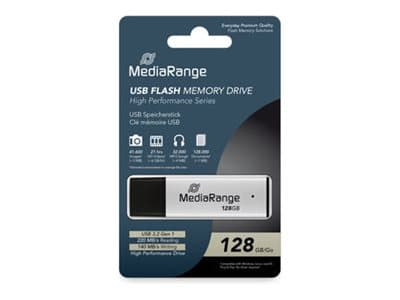 MediaRange MR1902 - USB-flashstasjon - 128 GB - USB 3.2 Gen 1 - svart, sølv Sort, Sølv