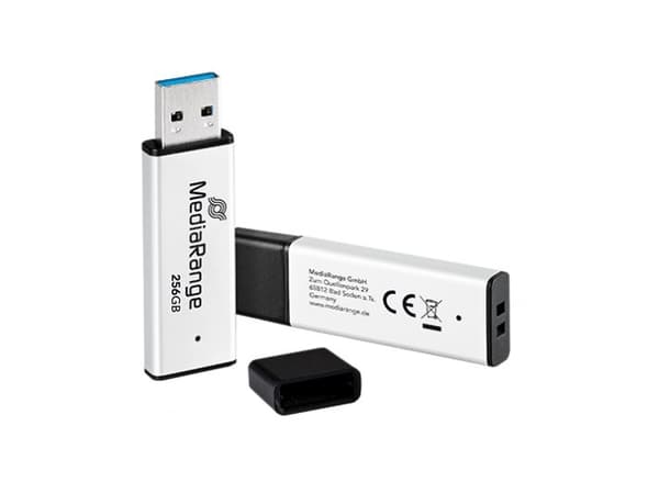 MediaRange MR1903 - USB-flashstasjon - 256 GB - USB 3.2 Gen 1 - svart, sølv