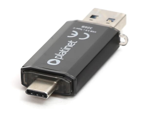 Platinet PMFC32B, 32 GB, USB Type-A / USB Type-C, 3.2 Gen 1 (3.1 Gen 1), Med lokk, Sort