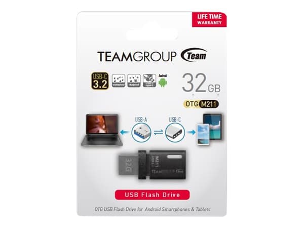Team M211 - USB flash-enhet - 32 GB - USB 3.2 Gen 1 / USB-C - svart