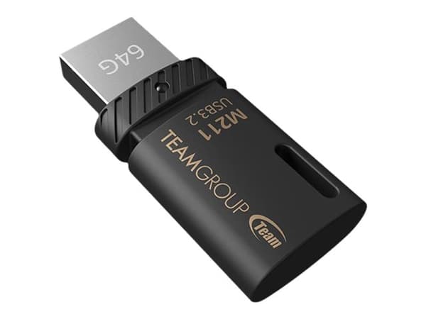 Team M211 - USB-flashstasjon - 64 GB - USB 3.2 Gen 1 / USB-C - svart Sort