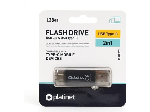 Pendrive Platinet PLATINET PENDRIVE USB 3.0 + Type-C 128GB BLACK [45606]