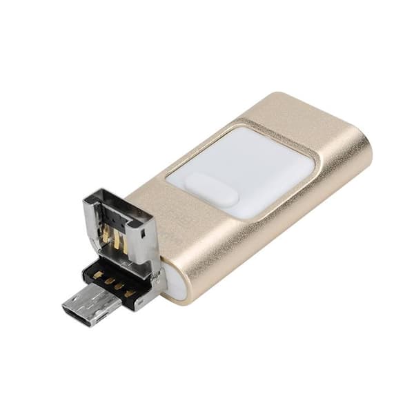 Multifunktionellt 64 GB USB-minne med direktanslutning till iPhone, Android och USB, kryptering