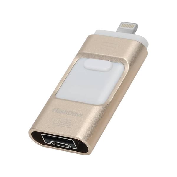 Multifunktionellt 64 GB USB-minne med direktanslutning till iPhone, Android och USB, kryptering
