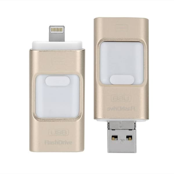 Multifunktionellt 64 GB USB-minne med direktanslutning till iPhone, Android och USB, kryptering