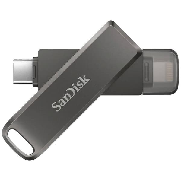 SanDisk iXpand® Luxe USB-minne 128 GB Svart SDIX70N-128G-GN6NE Apple Lightning, USB-C® (USB 3.1 Gen 1)