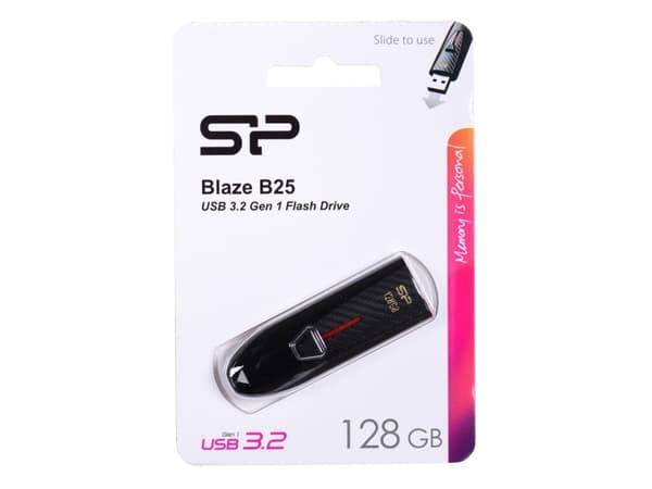 SILICON POWER Blaze B25 - USB-flashstasjon - 128 GB - USB 3.1 Gen 1 - svart