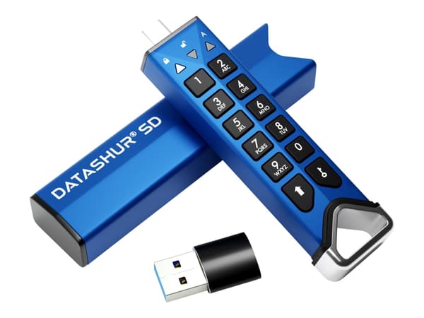iStorage datAshur SD - USB flash drive with built-in microSD card reader - kryptert - USB-C 3.2 Gen 1
