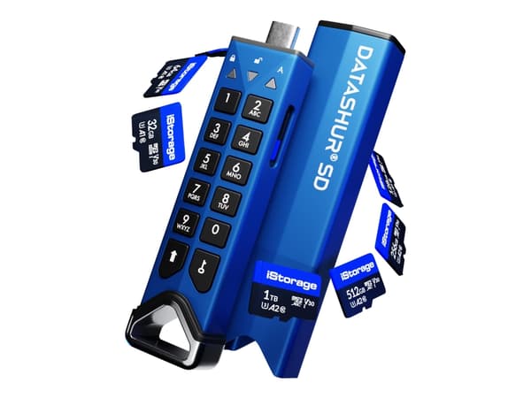 iStorage datAshur SD - USB flash drive with built-in microSD card reader - kryptert - USB-C 3.2 Gen 1