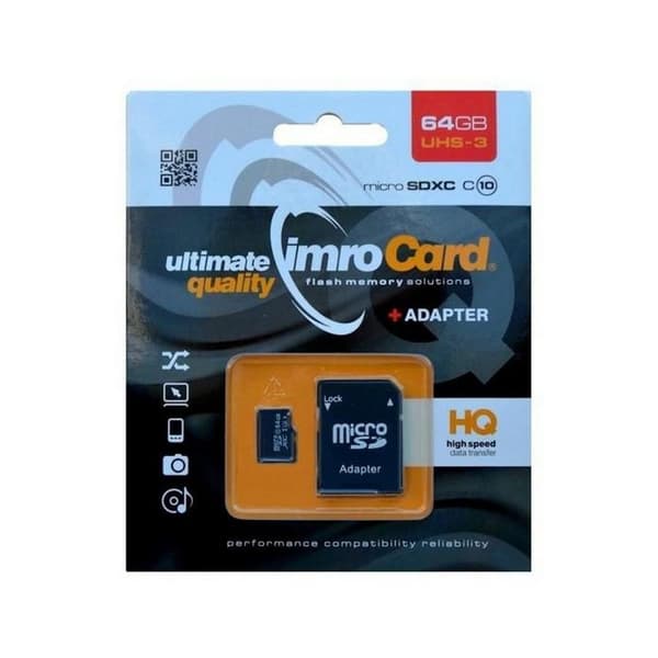 64GB microSDXC Klass-10 UHS-3 Minneskort + Adapter