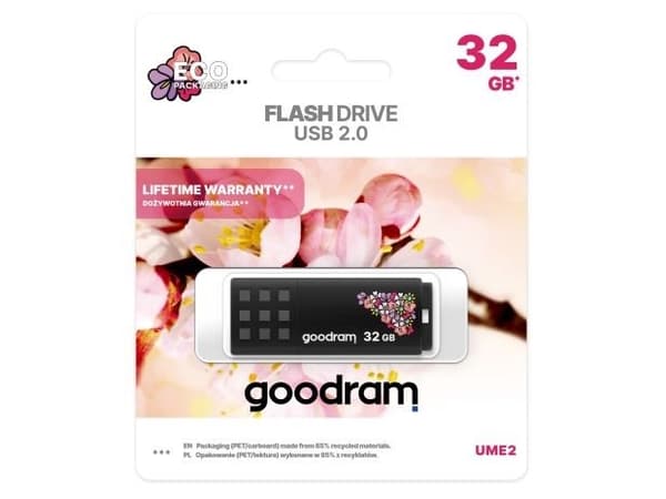 GOODRAM UME2 - USB flash-enhet - 32 GB - USB 2.0 - svart, rosa