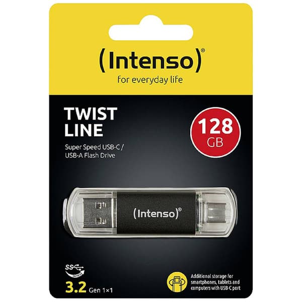 Intenso Twist Line USB-minne 128 GB Antracit 3539491 USB-A, USB-C®, USB 3.1
