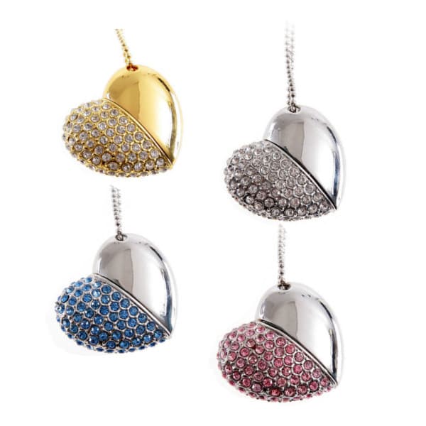 Ny 16GB USB 2.0 Flash Memory Stick Crystal Shining Heart Model Drive Disk