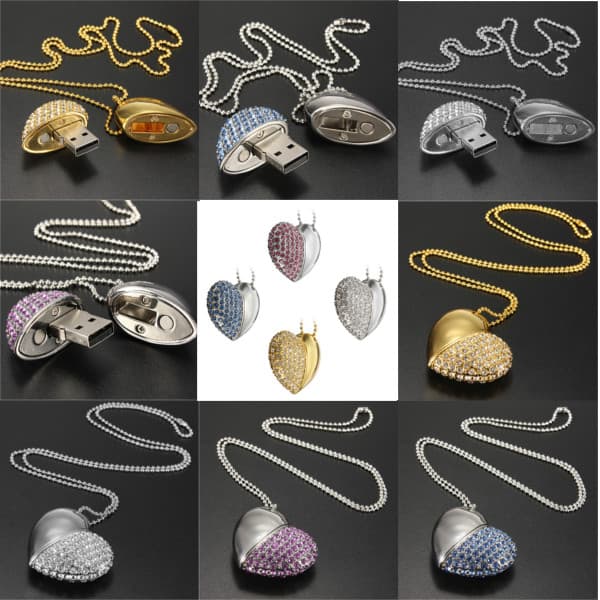 Ny 16GB USB 2.0 Flash Memory Stick Crystal Shining Heart Model Drive Disk