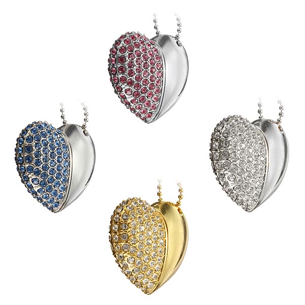 Ny 16GB USB 2.0 Flash Memory Stick Crystal Shining Heart Model Drive Disk
