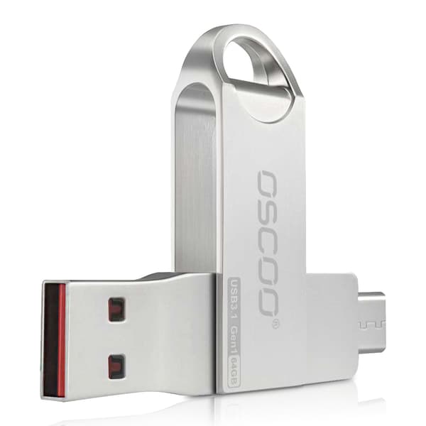 2-in-1 Type-C USB3.1 GEN1 Flash Drive 360° pyörivä peukaloaseman tuki OTG Pendrive USB Disk 32G 64G 128G 256G
