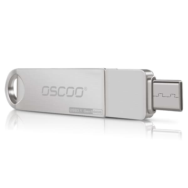 2-in-1 Type-C USB3.1 GEN1 Flash Drive 360° pyörivä peukaloaseman tuki OTG Pendrive USB Disk 32G 64G 128G 256G