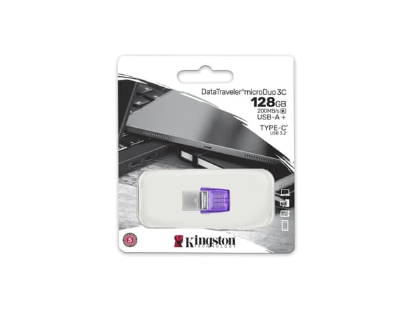 Kingston DataTraveler microDuo 3C - USB flash-enhet - 128 GB - USB 3.2 Gen 1 / USB-C