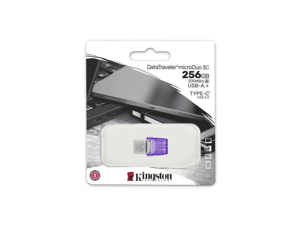 Kingston DataTraveler microDuo 3C - USB-flashstasjon - 256 GB - USB 3.2 Gen 1 / USB-C