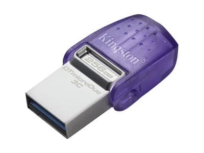 Kingston DataTraveler microDuo 3C - USB-flashstasjon - 256 GB - USB 3.2 Gen 1 / USB-C Rustfritt stål, Lilla