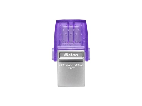 Kingston Technology DataTraveler microDuo 3C, 64 GB, USB Type-A / USB Type-C, 3.2 Gen 1 (3.1 Gen 1), 200 MB/s, Muu, Purppura, Ruostumaton teräs