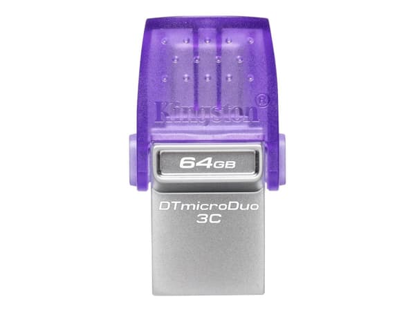 Kingston Technology DataTraveler microDuo 3C, 64 GB, USB Type-A / USB Type-C, 3.2 Gen 1 (3.1 Gen 1), 200 MB/s, Muu, Purppura, Ruostumaton teräs