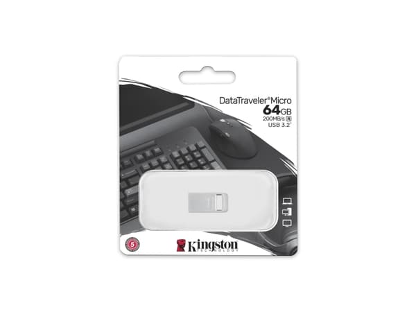 Kingston DataTraveler Micro - USB flash-enhet - 64 GB - USB 3.2 Gen 1