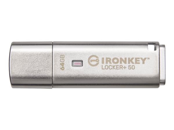 Kingston IronKey Locker+ 50 - USB flash-enhet - krypterat - 64 GB - USB 3.2 Gen 1