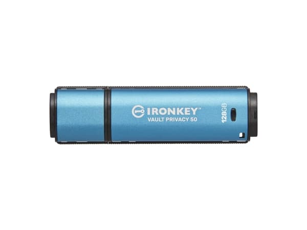 Kingston Technology IronKey Vault Privacy 50, 128 GB, USB A-tyyppi, 3.2 Gen 1 (3.1 Gen 1), 250 MB/s, Suojus, Sininen