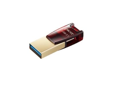 Apacer AH180 32GB, 32 GB, USB Type-A / USB Type-C, 3.2 Gen 1 (3.1 Gen 1), Svivel, 3,6 g, Gull, Rød