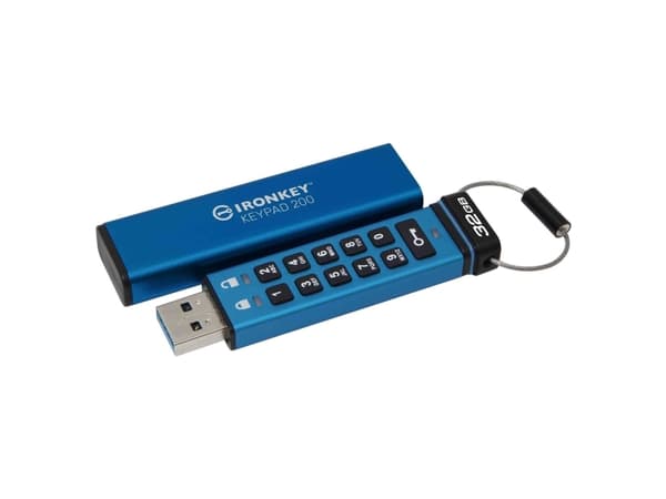 Kingston IronKey Keypad 200 - USB-flashstasjon - kryptert - 32 GB - USB 3.2 Gen 1