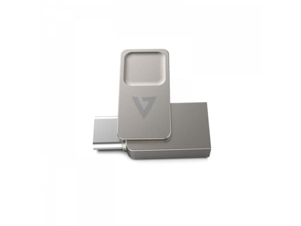 V7 VF364GTC, 64 GB, USB Type-A / USB Type-C, 3.2 Gen 1 (3.1 Gen 1), 150 MB/s, Svivel, Sølv