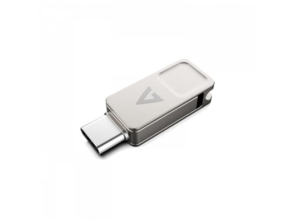 V7 VF364GTC, 64 GB, USB Type-A / USB Type-C, 3.2 Gen 1 (3.1 Gen 1), 150 MB/s, Svivel, Sølv Sølv