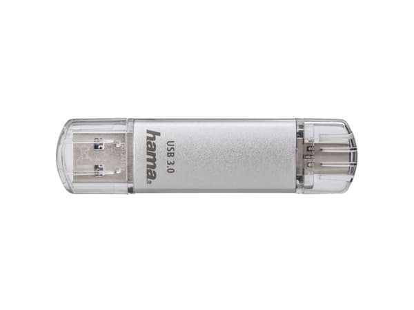 Hama C-Laeta, 128 GB, USB Typ-A / USB Typ-C, 3.0, 40 MB/s, Hætte, Sølv